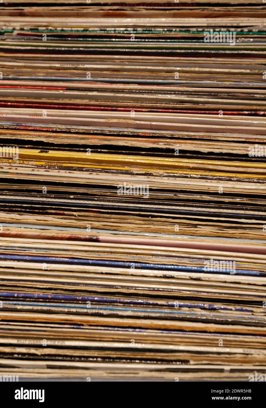 Full Frame Shot Of Stacked Record Covers Stock Photo