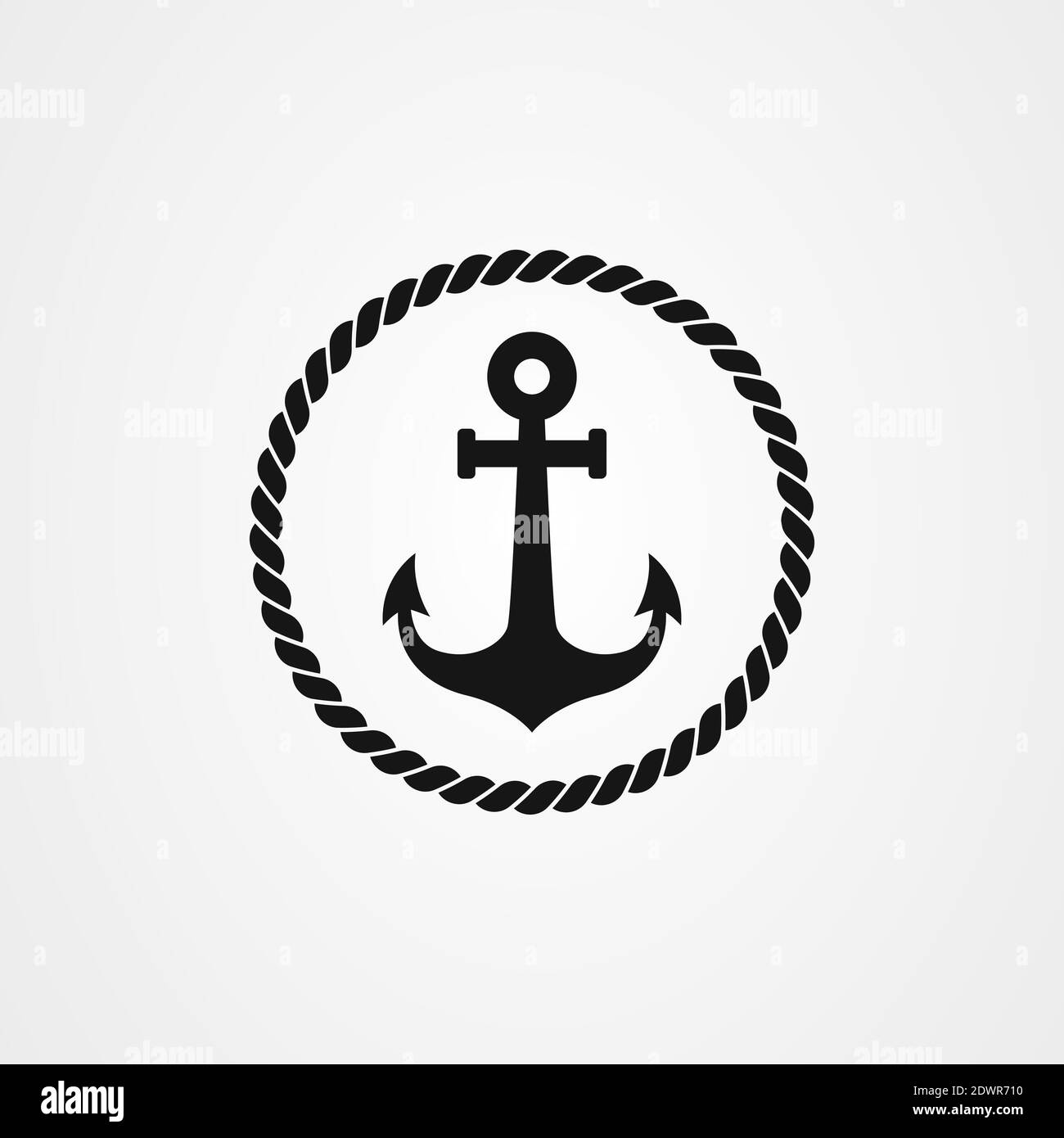 Anchor and rope icon logo design. vector illustration Stock Vector