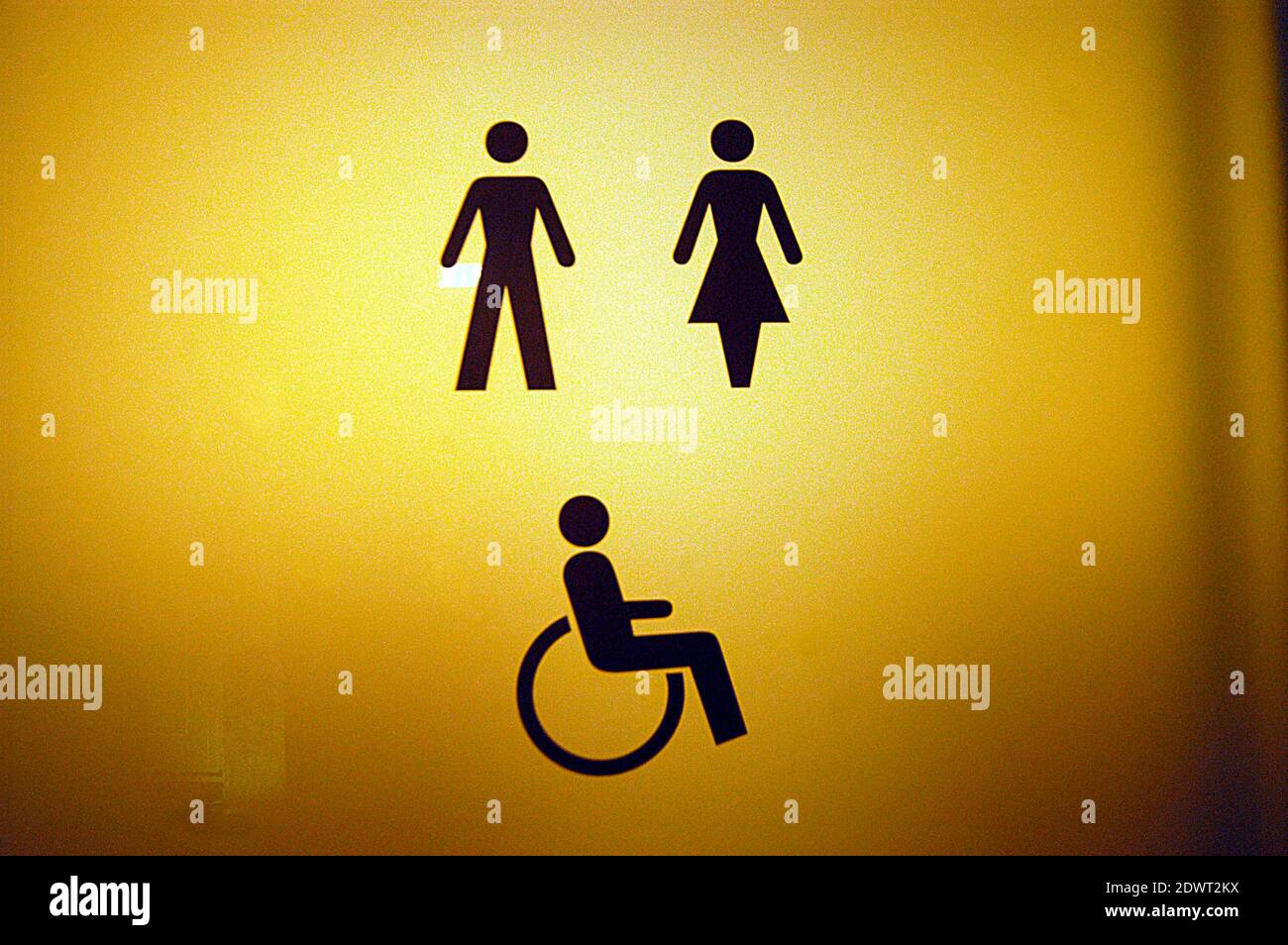a toilet or WC sign for a public restroom, body hygiene and basic needs Stock Photo