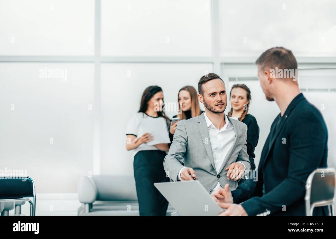 two business people discussing options for solving a new project . photo with copy space Stock Photo