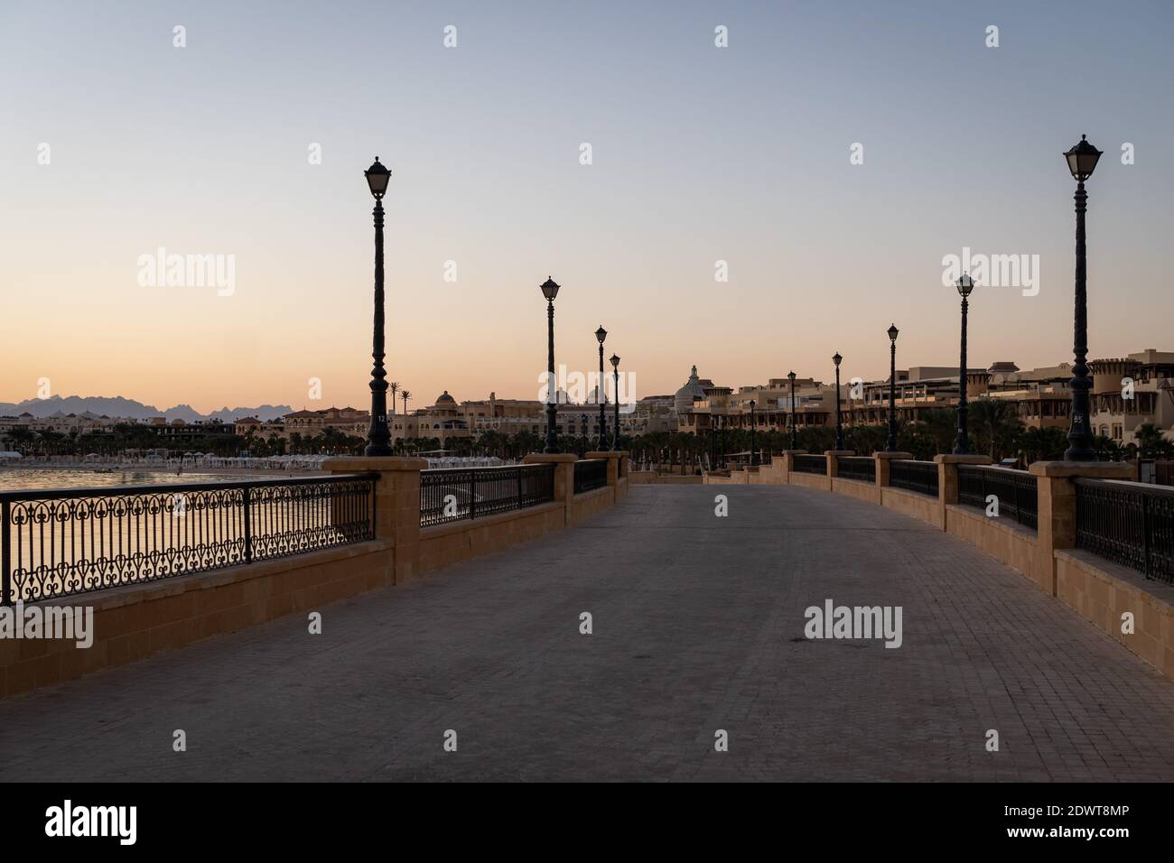 Sahl Hasheesh, Hurghada, Red Sea, Egypt - dec 2020: city bridge and ...