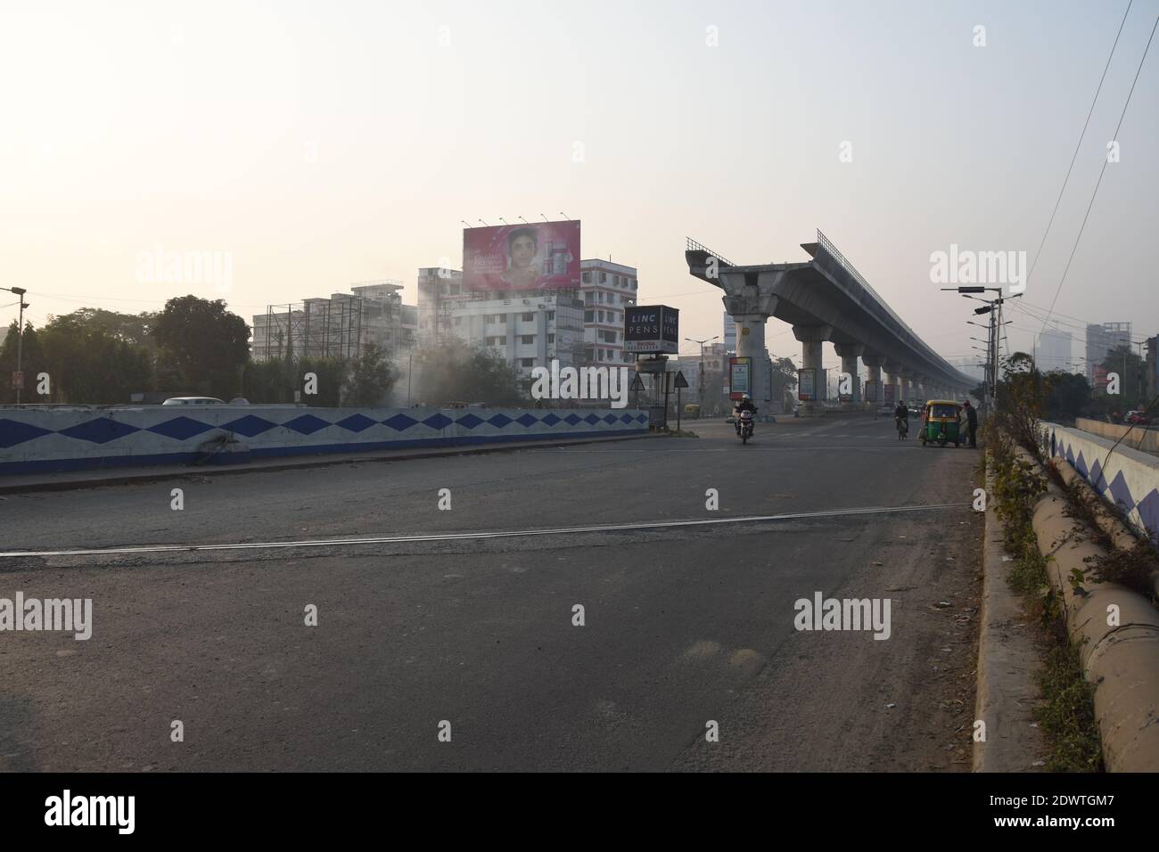 Metro railway under construction at Kalikapur on Eastern Metropolitan Bypass, Kolkata. Stock Photo