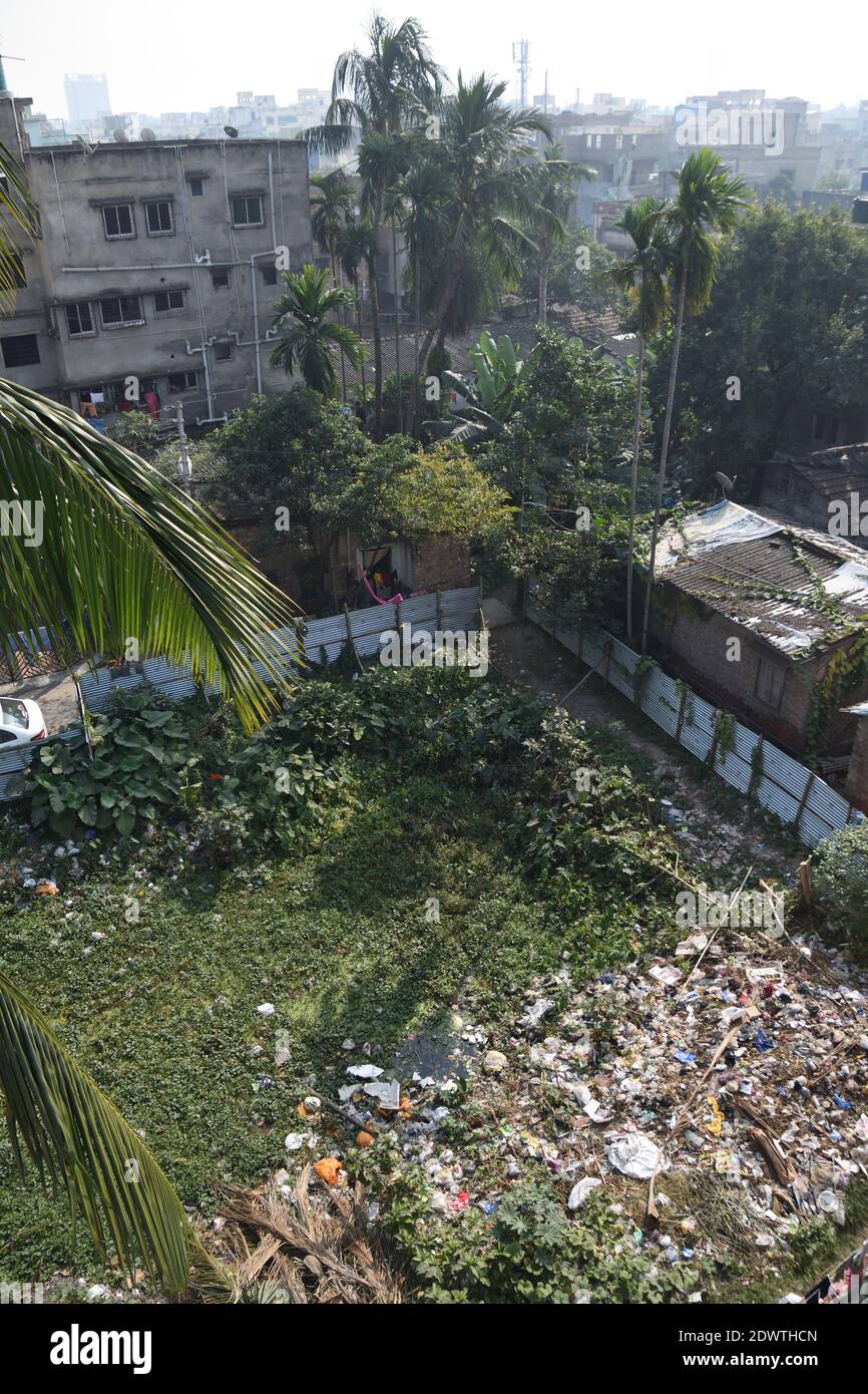 A vacant plot is being used as dumping ground, Kolkata. Stock Photo