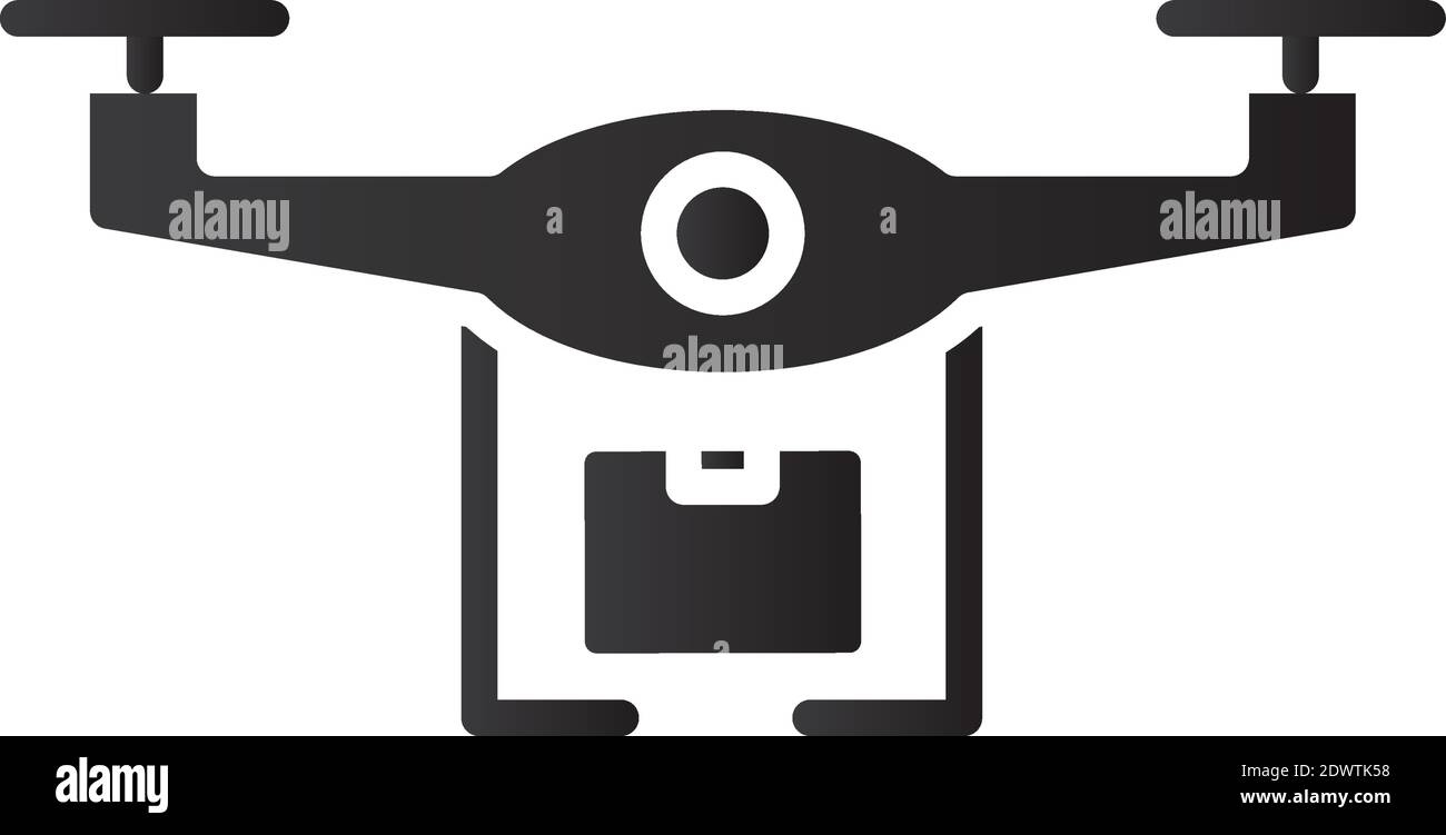 drone with box delivery service silhouette style icon vector ...