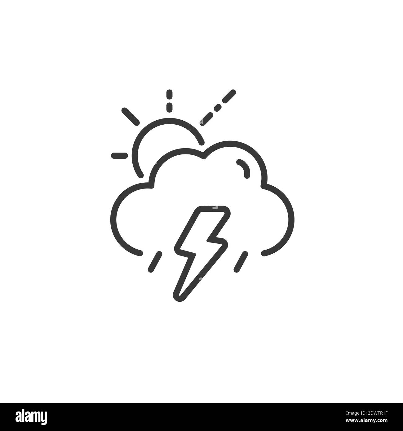 Storm, cloud and sun thin line icon. Isolated outline weather vector ...