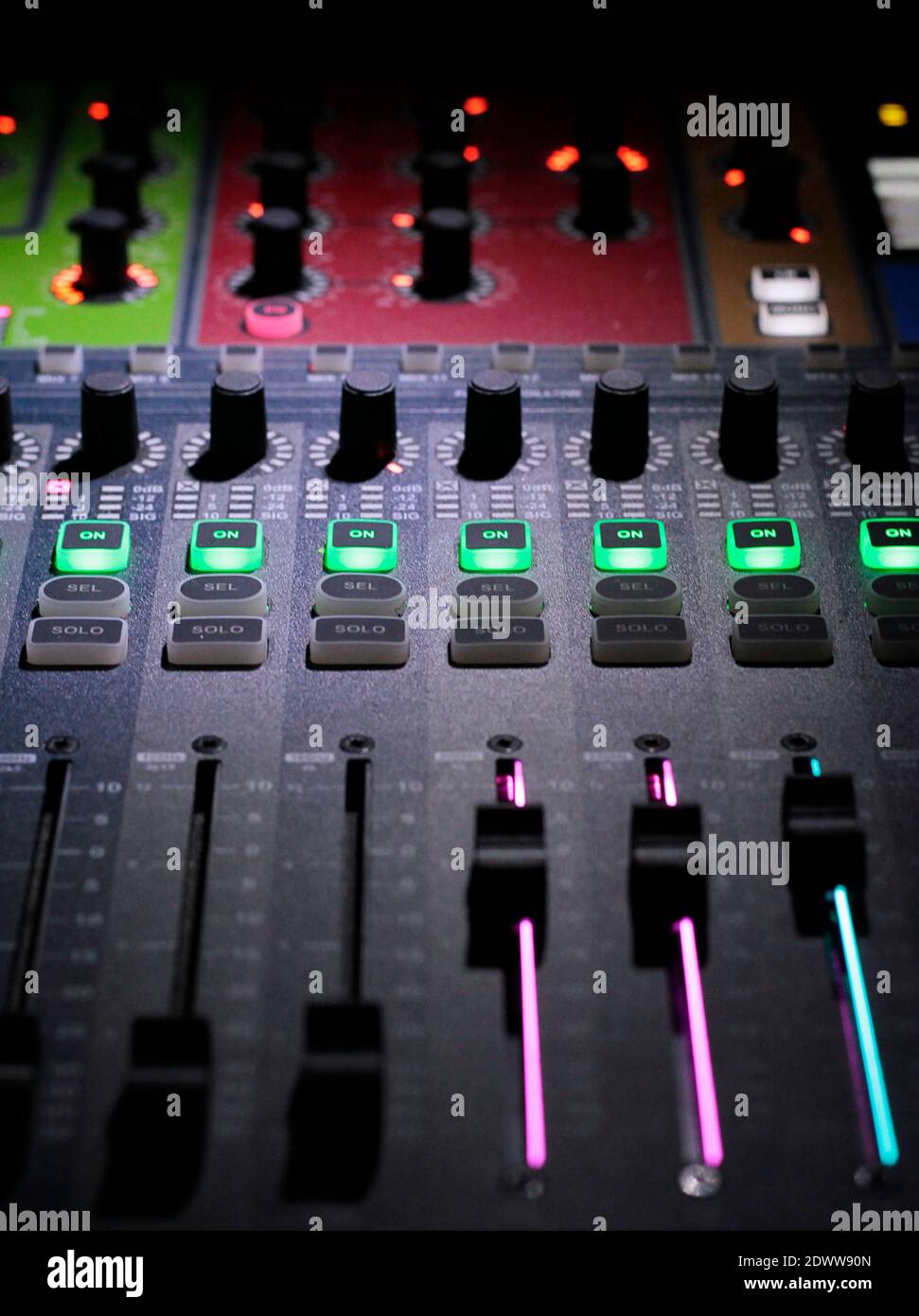 The Mixer Panel To Create Electronic Music Stock Photo Alamy