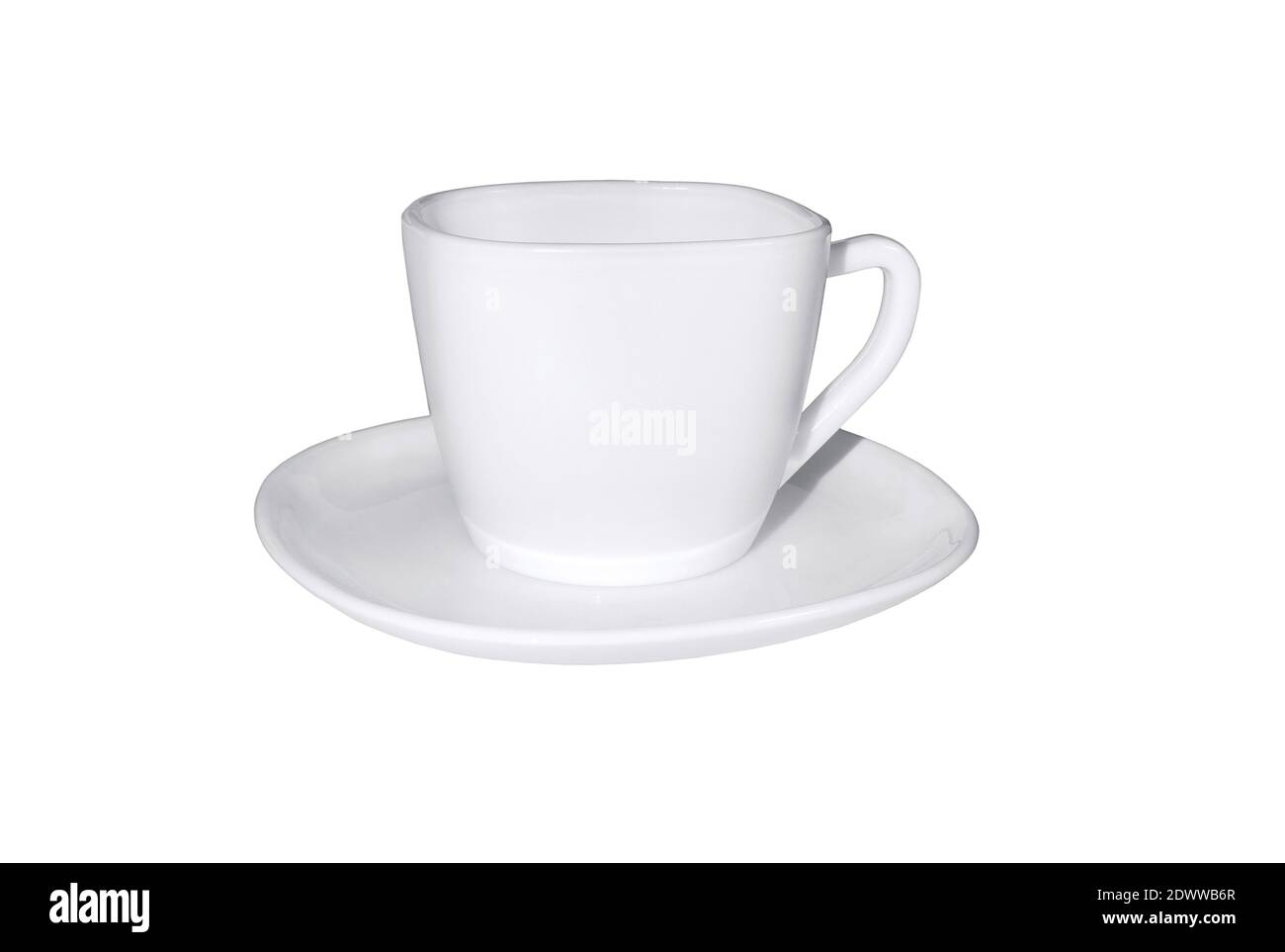 white cup with saucer on white isolated background Stock Photo - Alamy