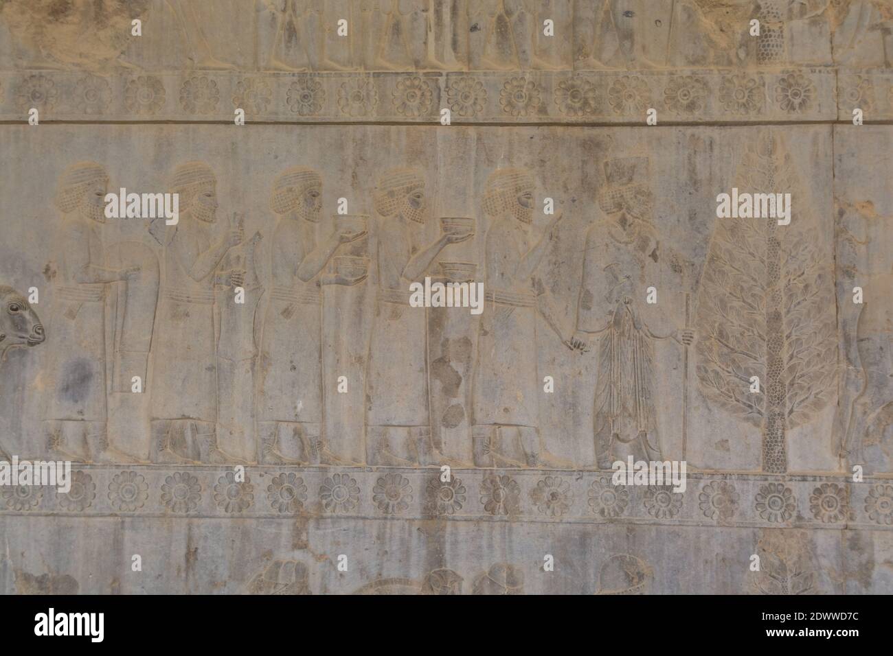 Bas Relief On The Wall Of Ruins In The Persepolis In Shiraz, Iran. The ...