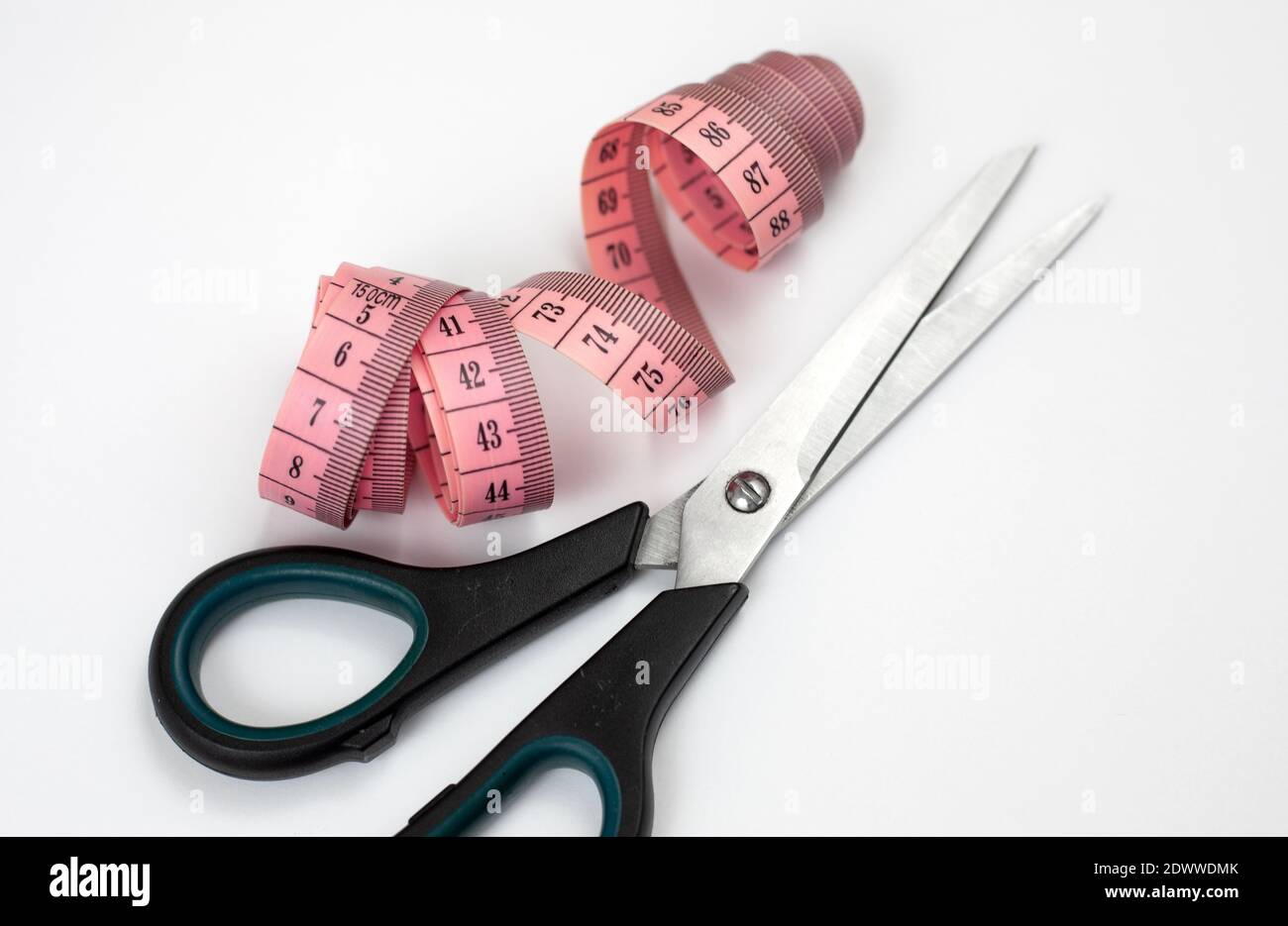 Pink Tape Measure on White Background Stock Photo - Image of dieting, inch:  48560744