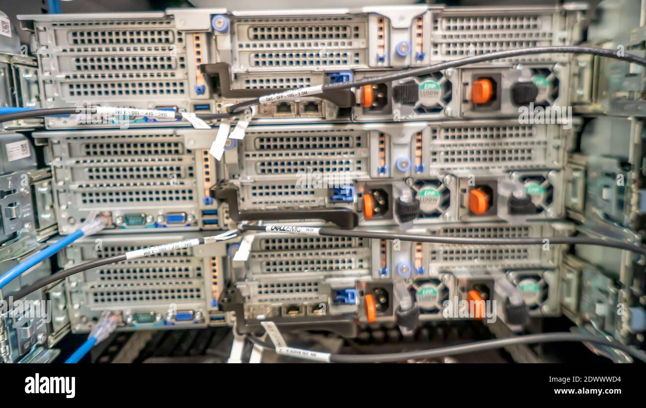 Behind the server in rack cabinet Stock Photo - Alamy