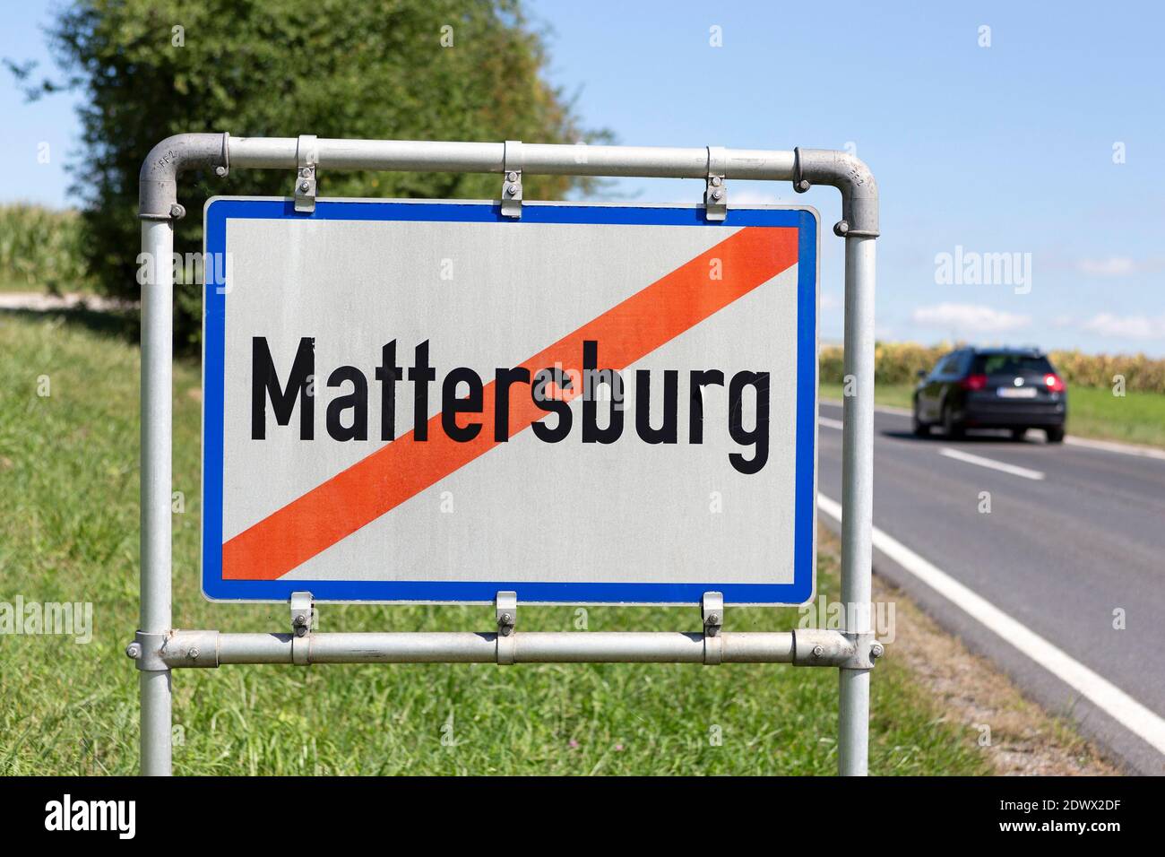 Ortstafel Ortsende, Mattersburg, Burgenland, Österreich Stock Photo