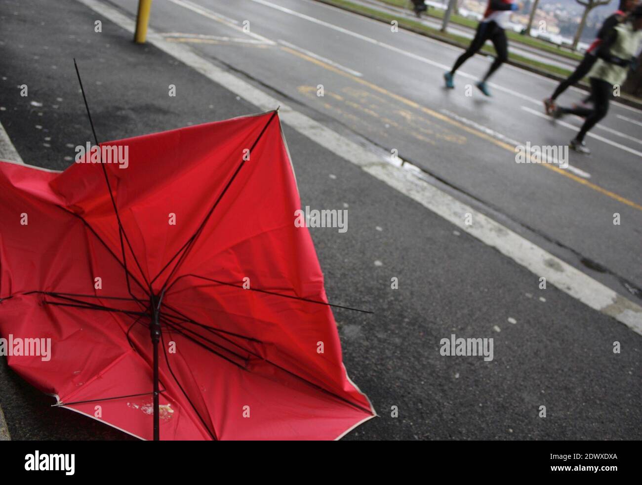 Broken Umbrella In Rain, People High Resolution Stock Photography and ...