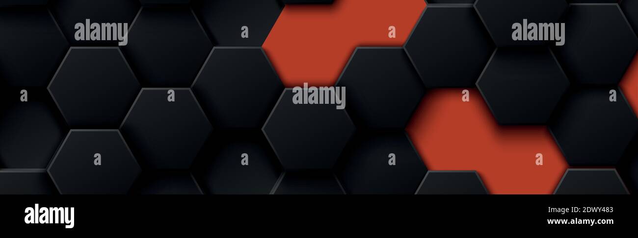 Abstract hexagons black on a red background - illustration Stock Vector ...