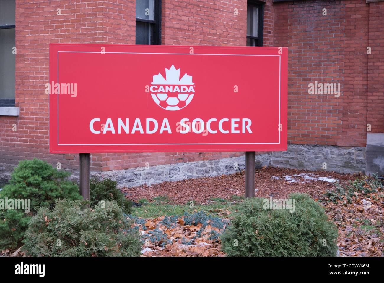 The sign at entrance of Canada Soccer office in Ottawa Stock Photo