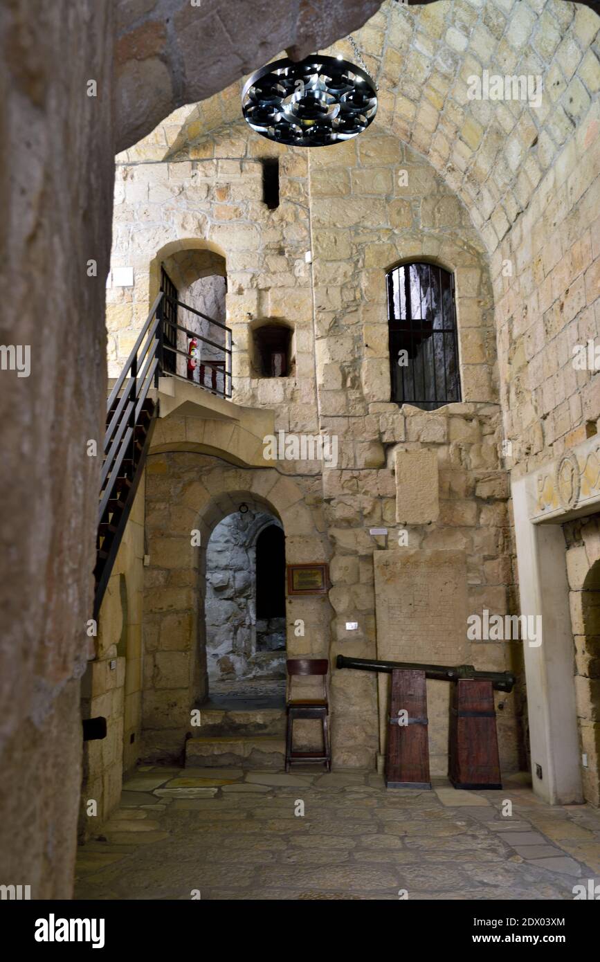 Interior Limassol Castle, built around 1590, prison cells used till 1950, now a museum, Cyprus Stock Photo