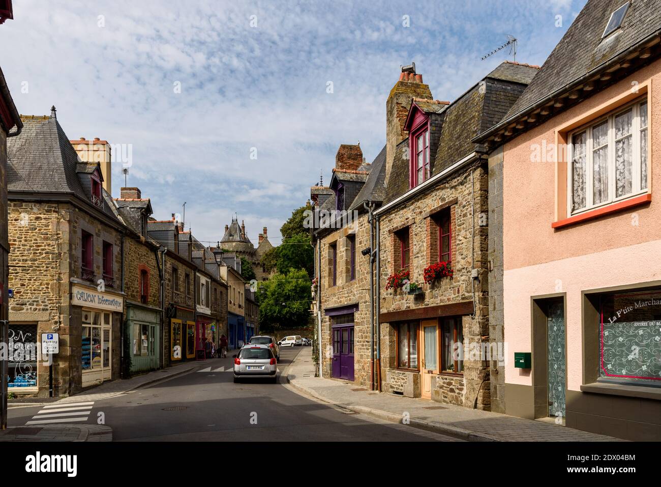 Combourg, France - July 27, 2018: View of the town with the castle on background, French Brittany Stock Photo