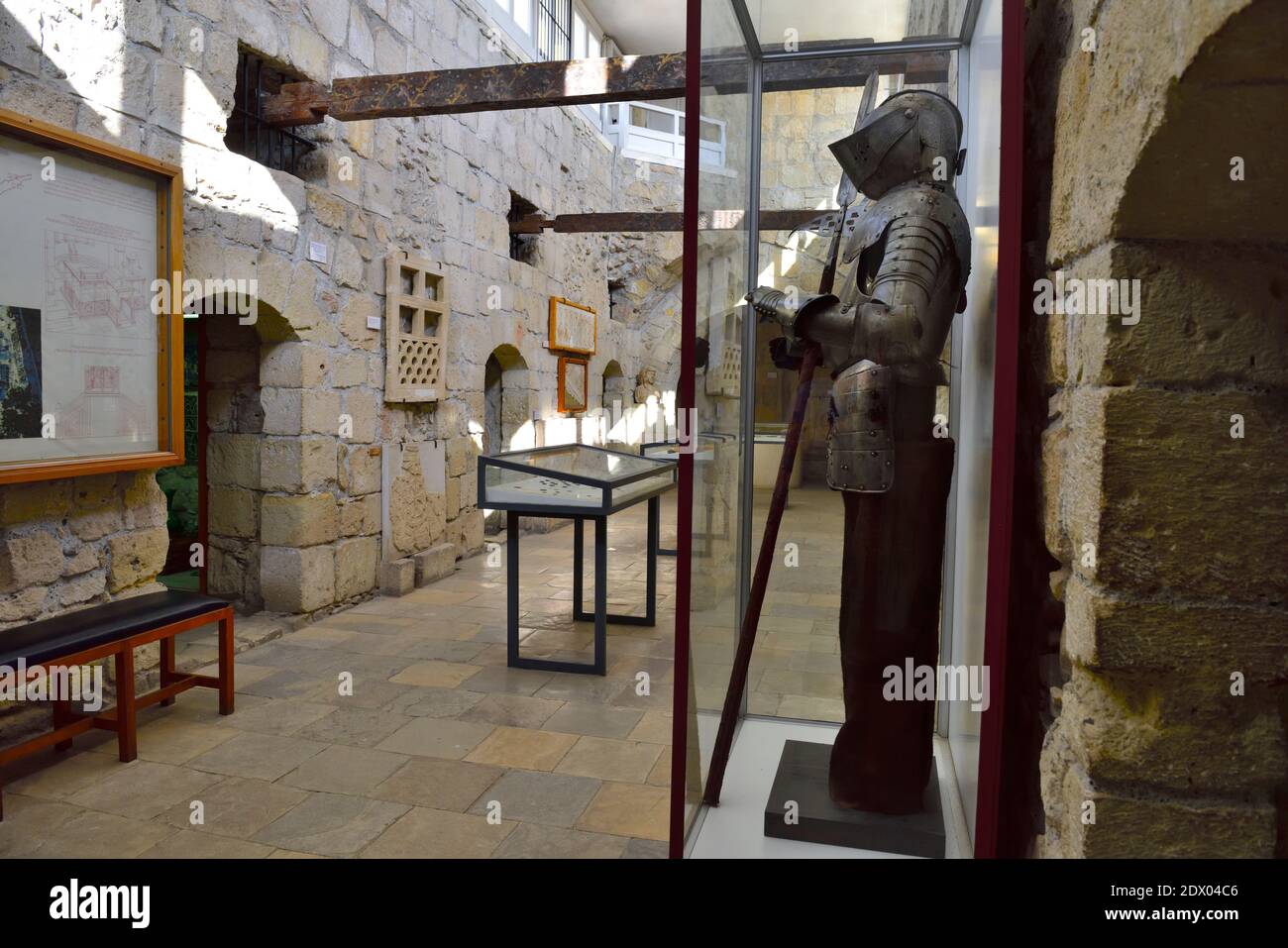 Interior Limassol Castle, built around 1590, prison cells used till 1950, now a museum, Cyprus Stock Photo