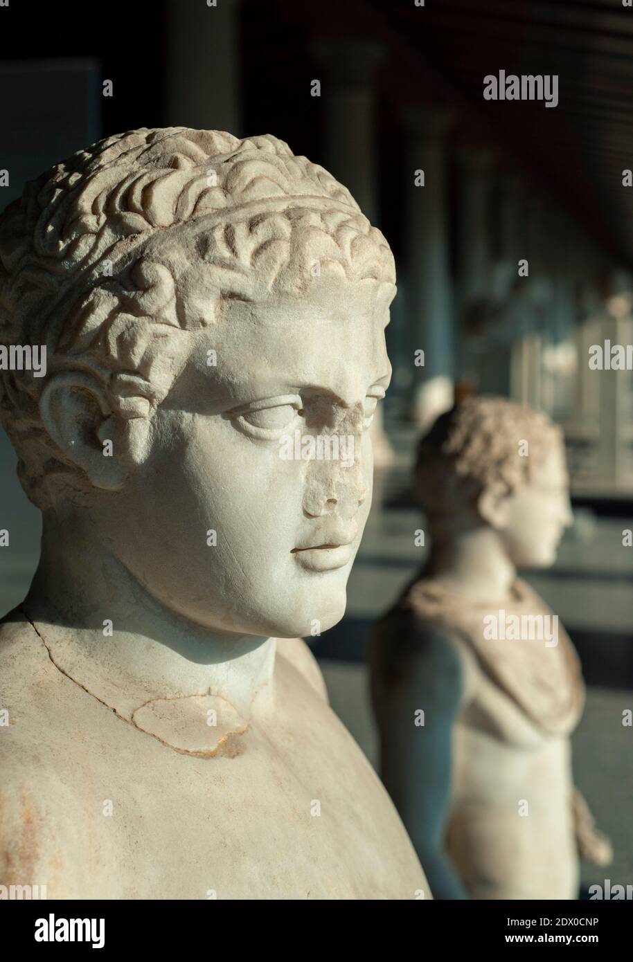 Statues of boys at Stoa Attalos museum in Athens, Greece Stock Photo