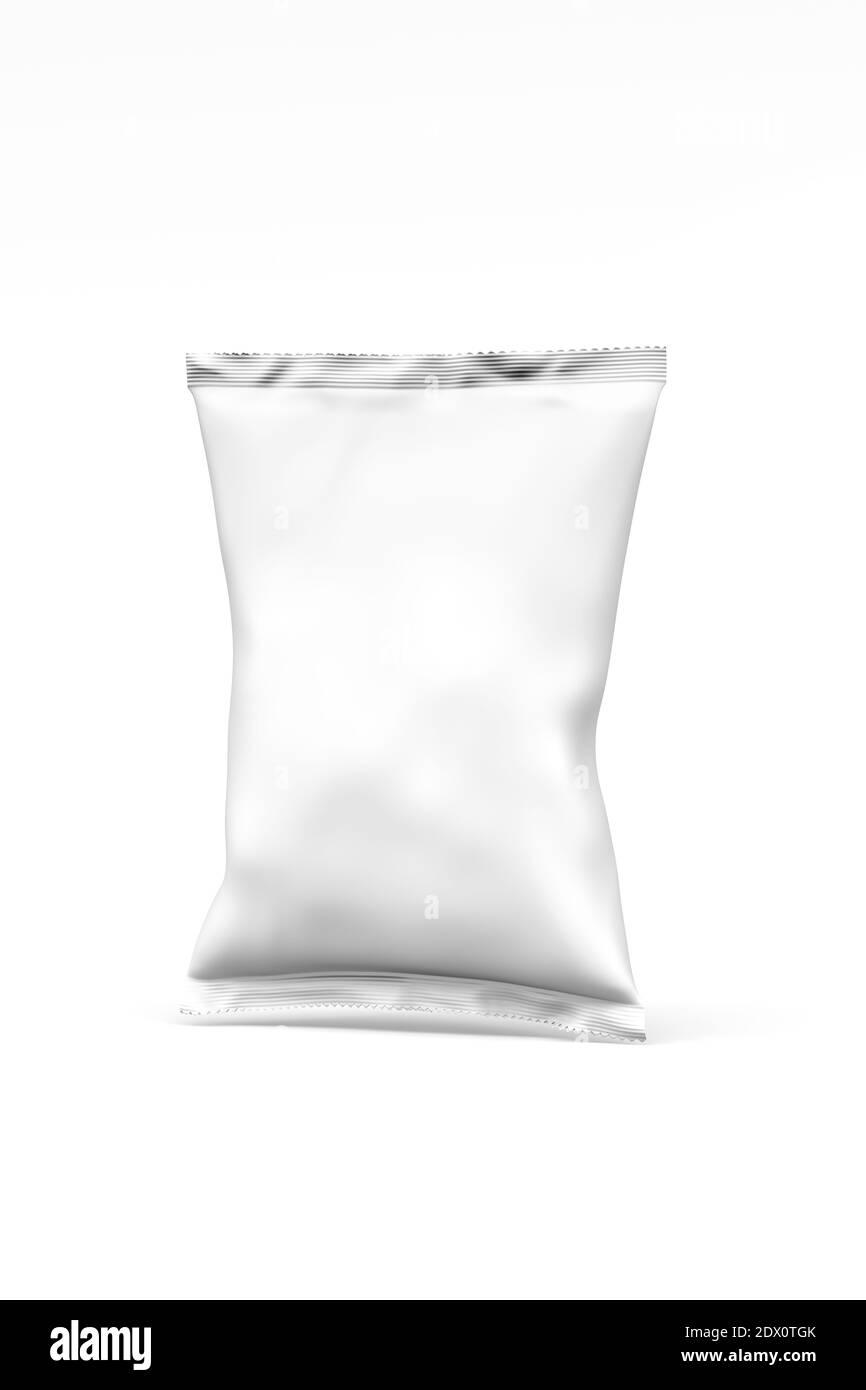 Chips bag mockup isolated on white background 3D render Stock Photo