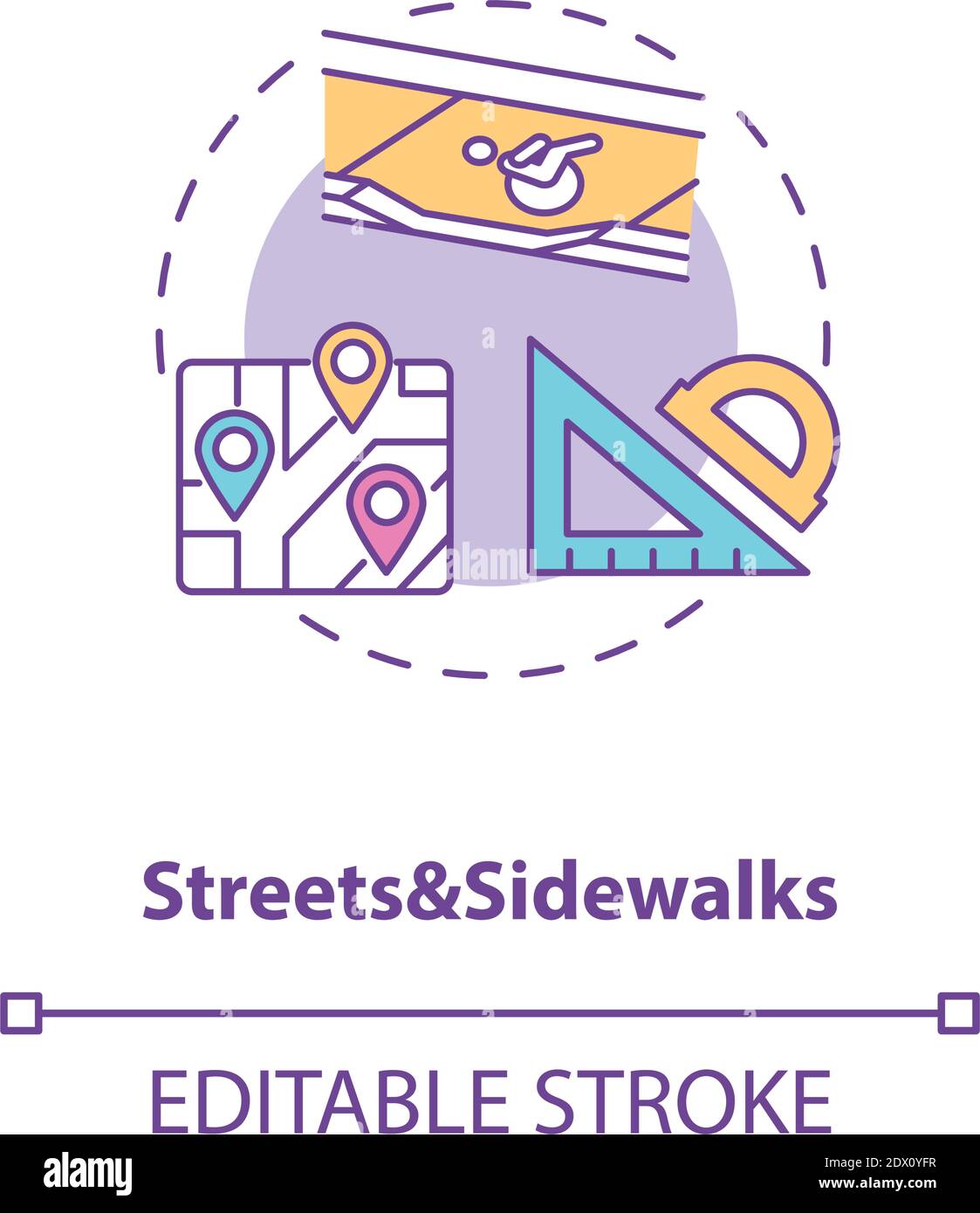 Streets and sidewalks concept icon Stock Vector