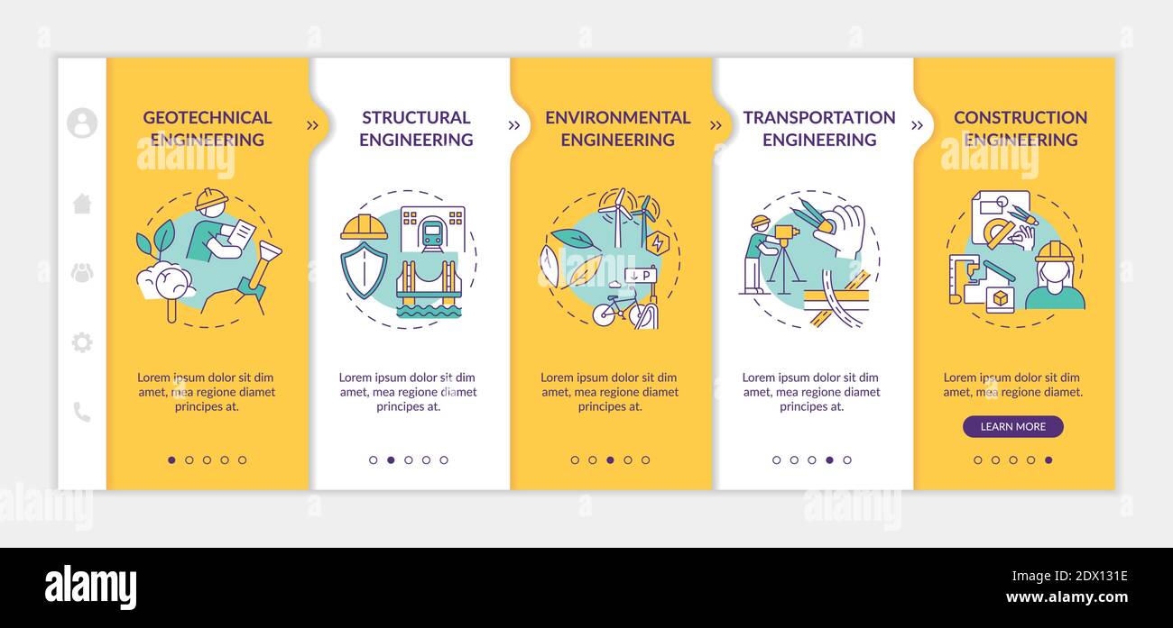 Professional engineering work onboarding vector template Stock Vector