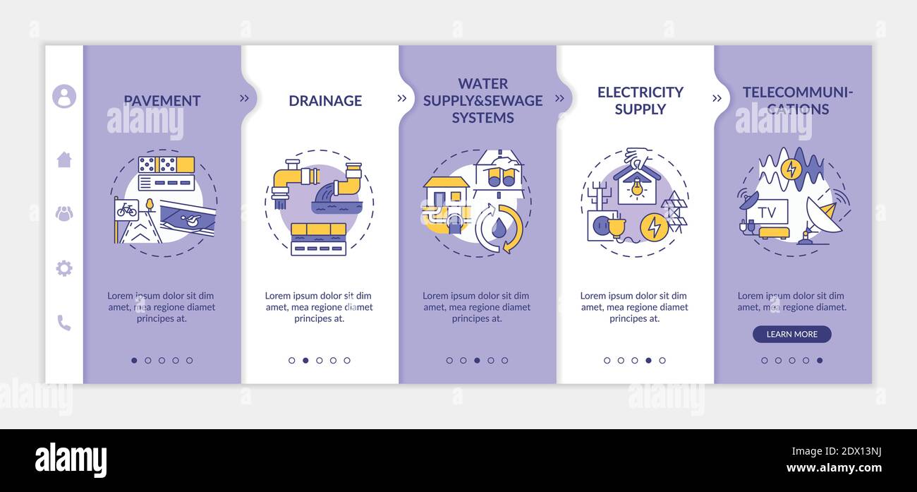 Utility system and facility service onboarding vector template Stock Vector