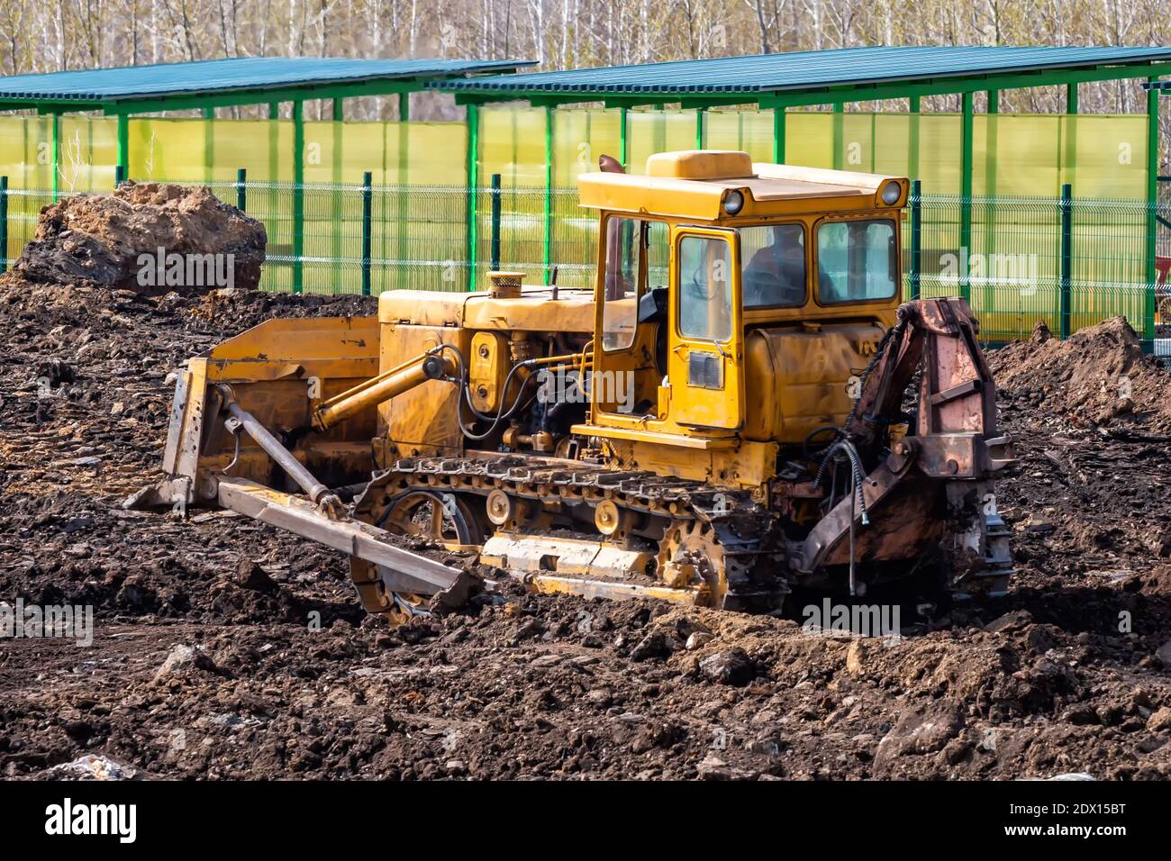 Bulldozer leveling ground in hi-res stock photography and images - Alamy