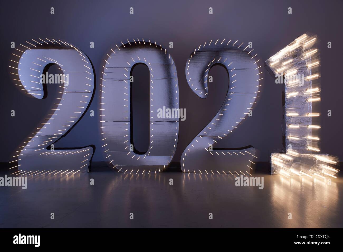 2021 numbers with lights representing the new year Stock Photo - Alamy