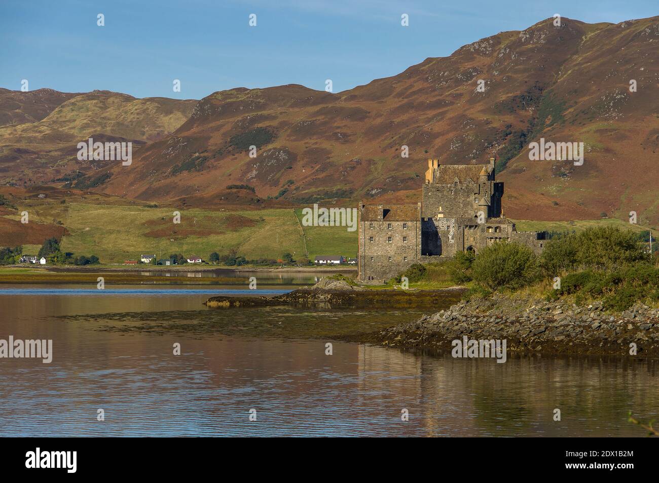 Eilean Donan Castle, situated on an island at the point where three great sea lochs meet, in the Scottish Highlands. Stock Photo