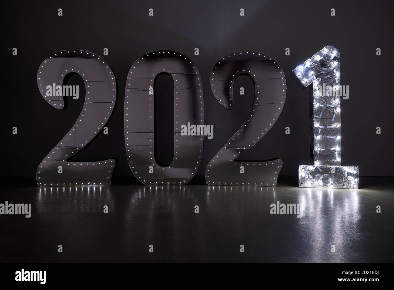 2021 numbers with lights representing the new year Stock Photo - Alamy