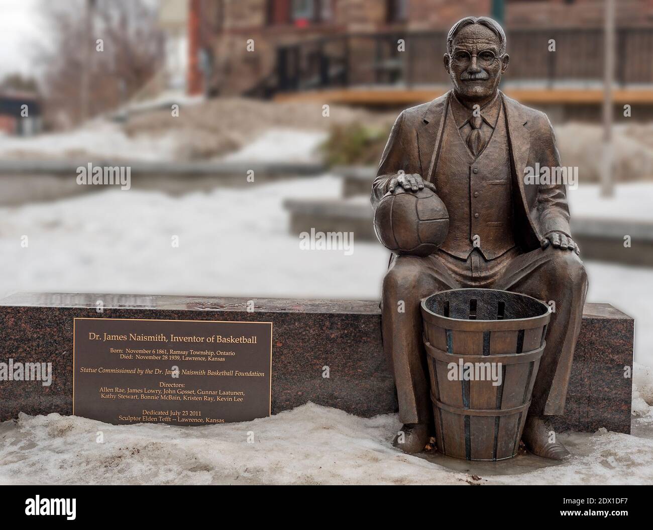Statue of James Naismith, inventor of basketball Stock Photo