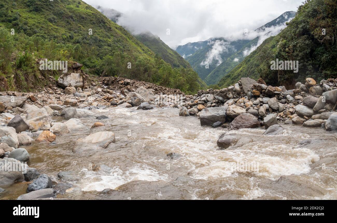 The Rio Verde Chico near Banos in the Ecuadorian Andes Stock Photo
