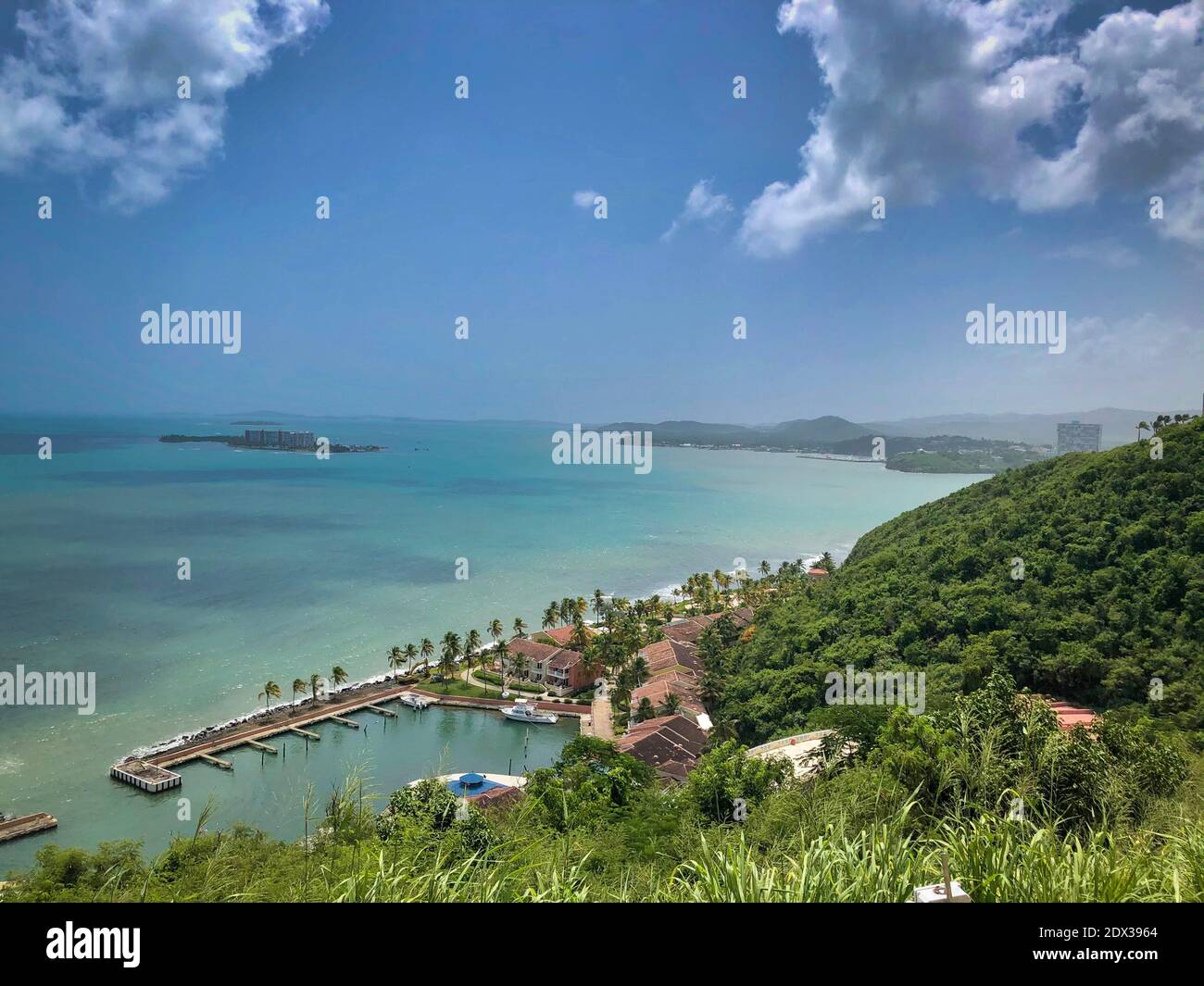 High Angle View Of Bay Against Sky Stock Photo