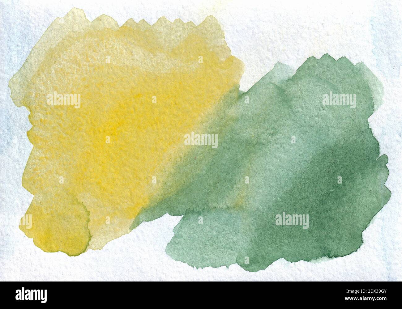 Abstract hand drawn watercolor background. Green and yellow ...
