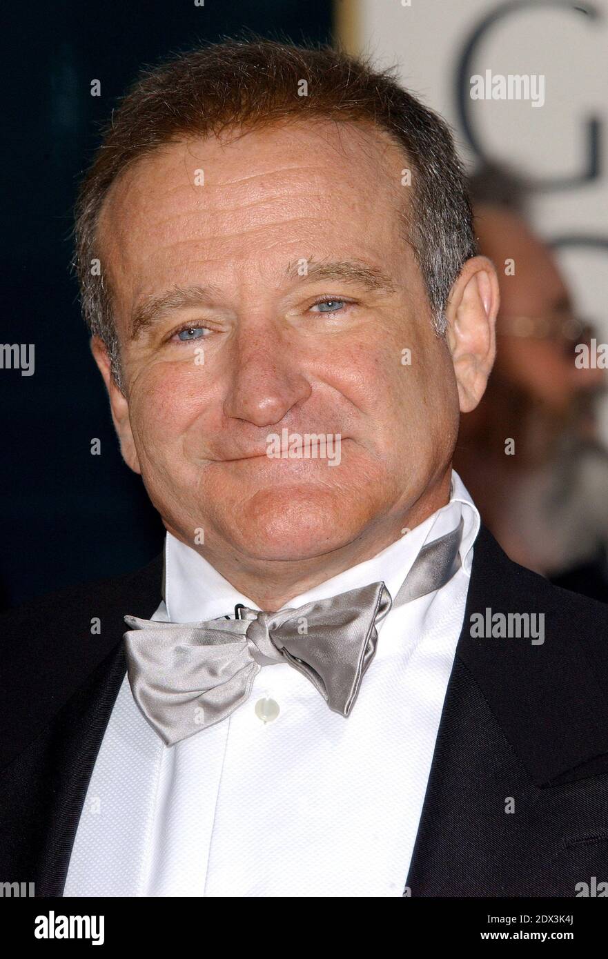 US actor Robin Williams has been found dead, aged 63, in an apparent suicide, California police say Monday August 11, 2014. Marin County Police said he was pronounced dead at his home shortly after officials responded to an emergency call around noon local time. Williams was famous for films such as Good Morning Vietnam and Dead Poets Society and won an Oscar for his role in Good Will Hunting; File photo : Robin Williams arriving at the 62nd Annual Golden Globe Awards in Los Angeles, CA, USA on January 16, 2005. Photo by hahn-Khayat/ABACA Stock Photo