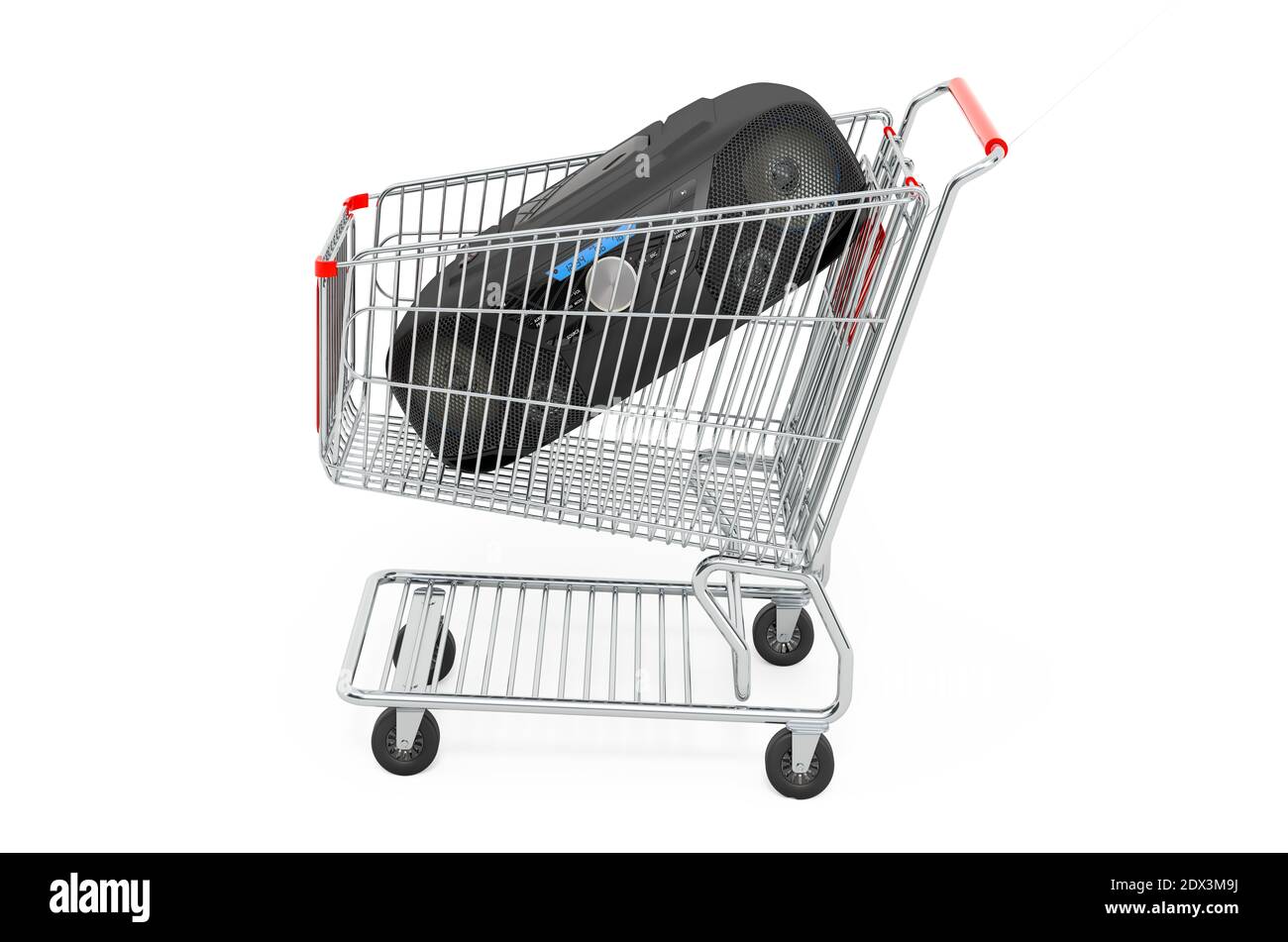 Modern CD Boombox with AM/FM Stereo Radio inside shopping cart, 3D ...