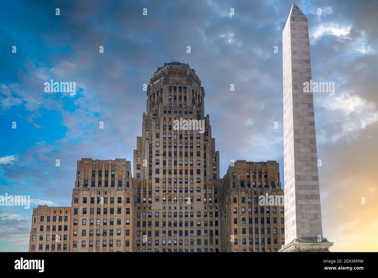 Buffalo City Hall, The 378-foot-tall building is the seat for municipal government, one of the largest and tallest municipal buildings in the United States. Stock Photo
