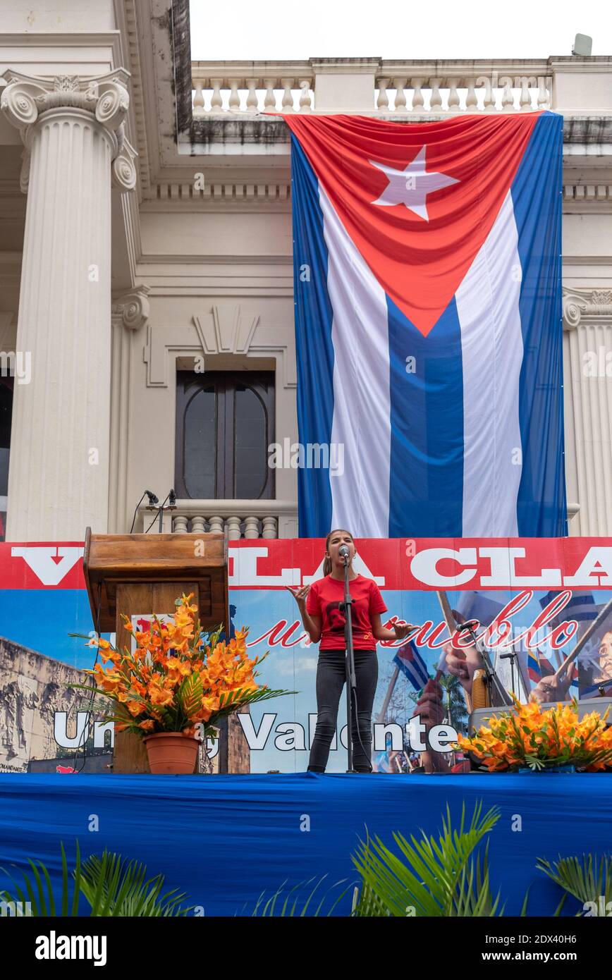 Cuban child partaking in the Victory Caravan cultural event, Santa