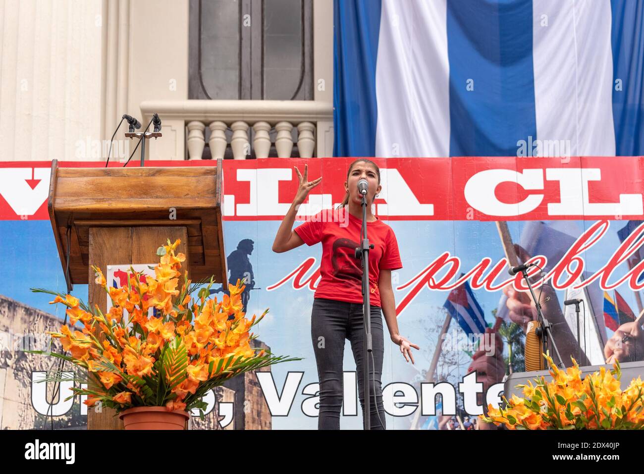 Cuban child partaking in the Victory Caravan cultural event, Santa
