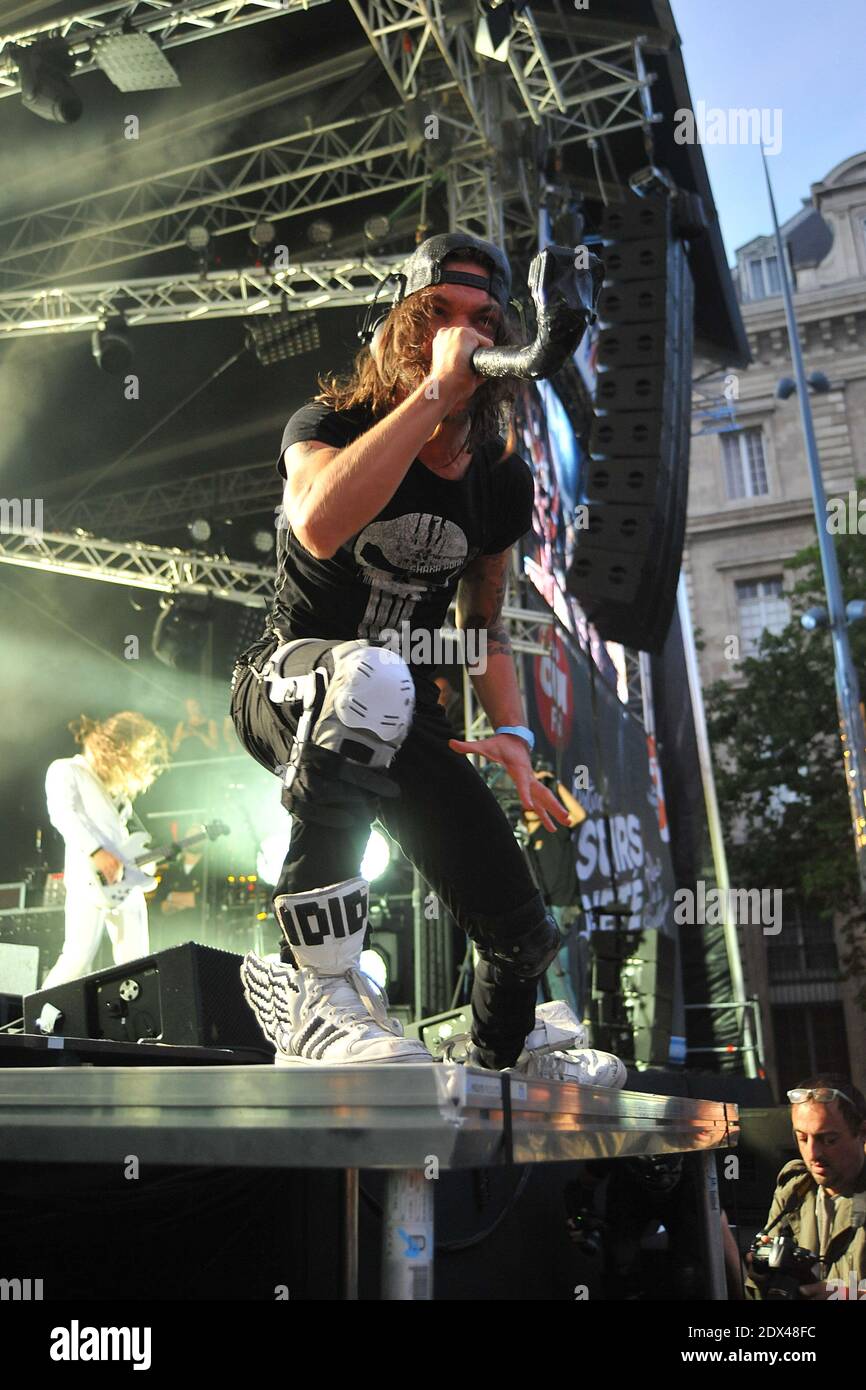 Shaka Ponk performs live during the 4rd OUI FM radio station's Soirs d'Ete  music festival held on Place de la Republique square in Paris, France, on  July 6, 2014. Photo by Thierry