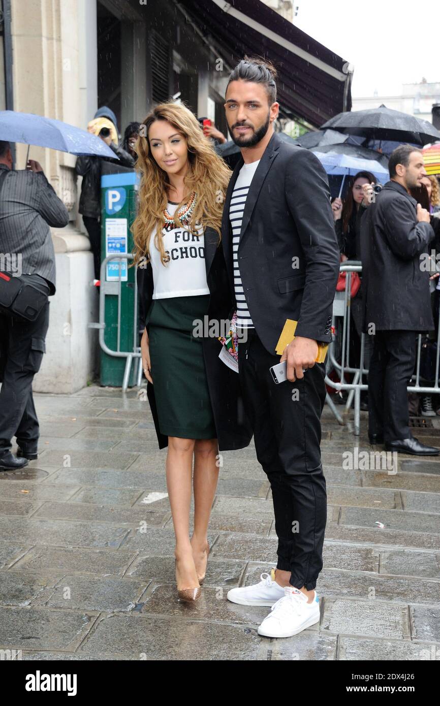 Nabilla Benattia and and her boyfriend Thomas Vergara arriving for the  Jean-Paul Gaultier Fall-Winter 2014/2015 Haute-Couture fashion show, in  Paris, France on July 8, 2014. Photo by Alban Wyters/ABACAPRESS.COM Stock  Photo -