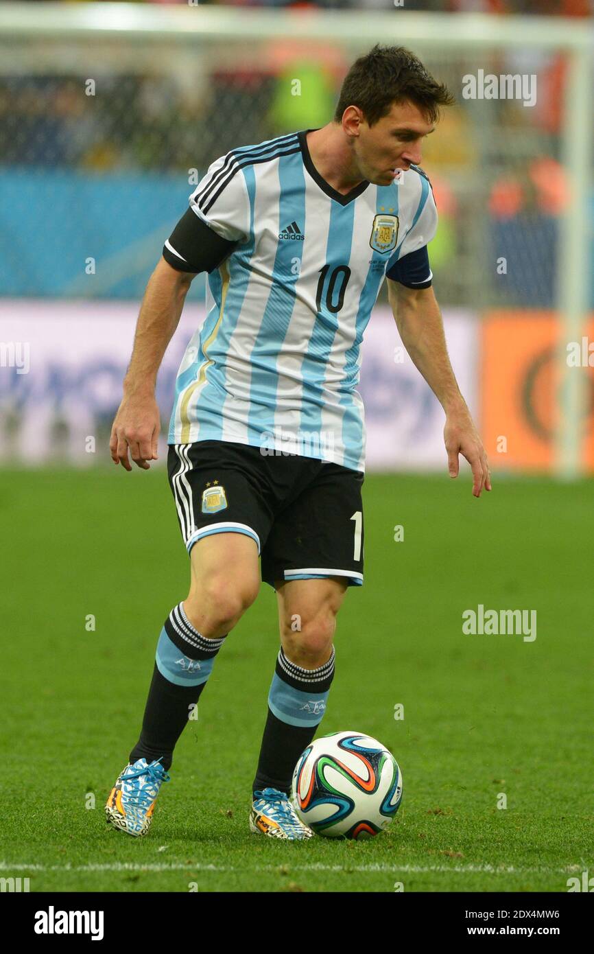 Argentina's Lionel Messi during Soccer World Cup Semi Final match  Netherlands v Argentina at Itaquera Stadium, Sao Paulo, Brazil on July 9,  2014. Argentina won on the penalty shoot-out 5-3 after a