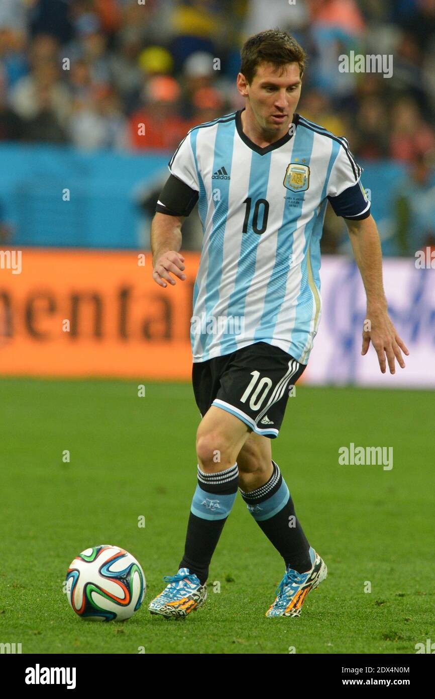 Argentina's Lionel Messi during Soccer World Cup Semi Final match  Netherlands v Argentina at Itaquera Stadium, Sao Paulo, Brazil on July 9,  2014. Argentina won on the penalty shoot-out 5-3 after a