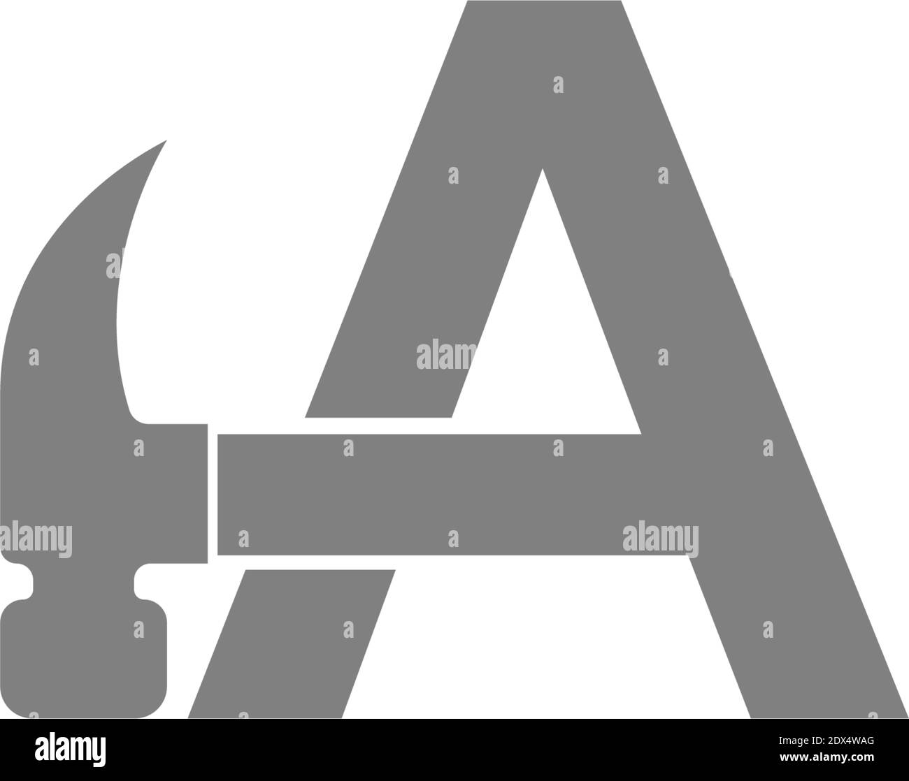 Letter A and hammer combination icon logo design vector Stock Vector