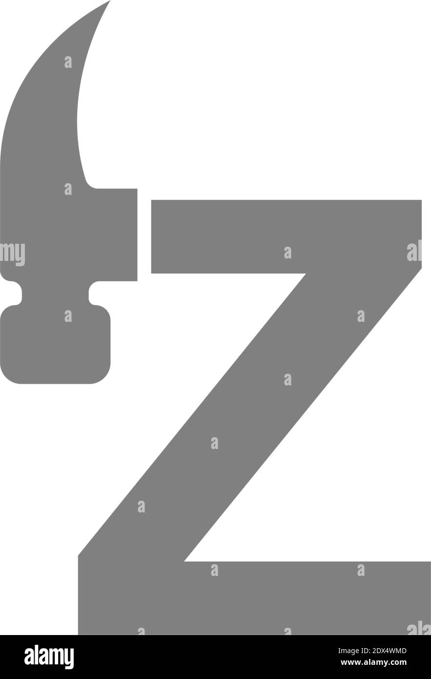 Letter z and hammer combination icon logo design vector Stock Vector