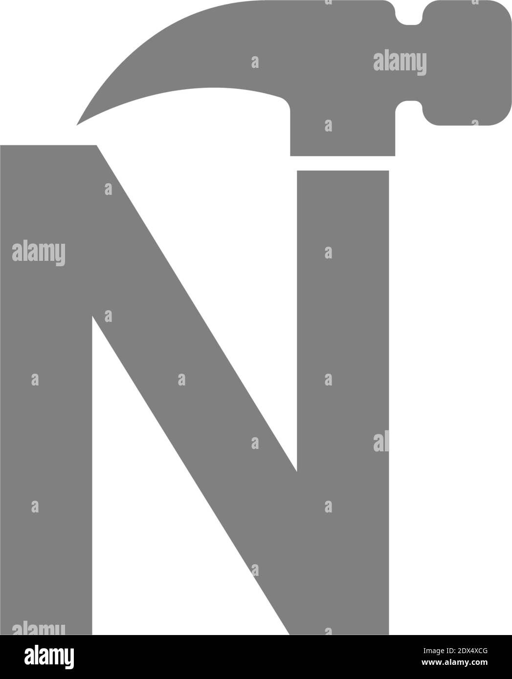 Letter N and hammer combination icon logo design vector Stock Vector ...