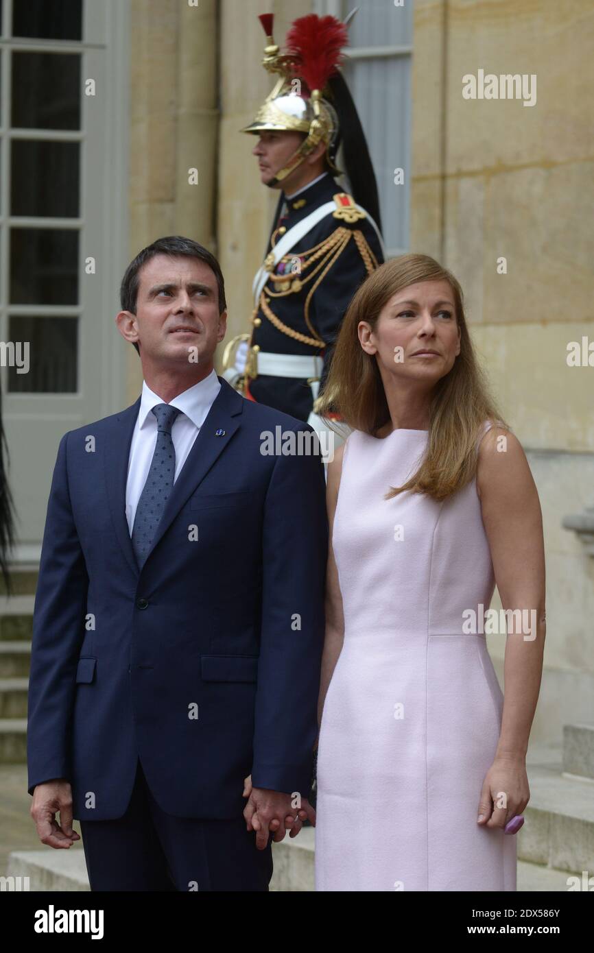 French Prime Minister Manuel Valls and wife Anne Gravoin receive King Felipe VI of Spain and Queen Letizia for a meeting, at Matignon Palace, in Paris, France on July 22, 2014. Photo by Ammar Abd Rabbo/ABACAPRESS.COM Stock Photo