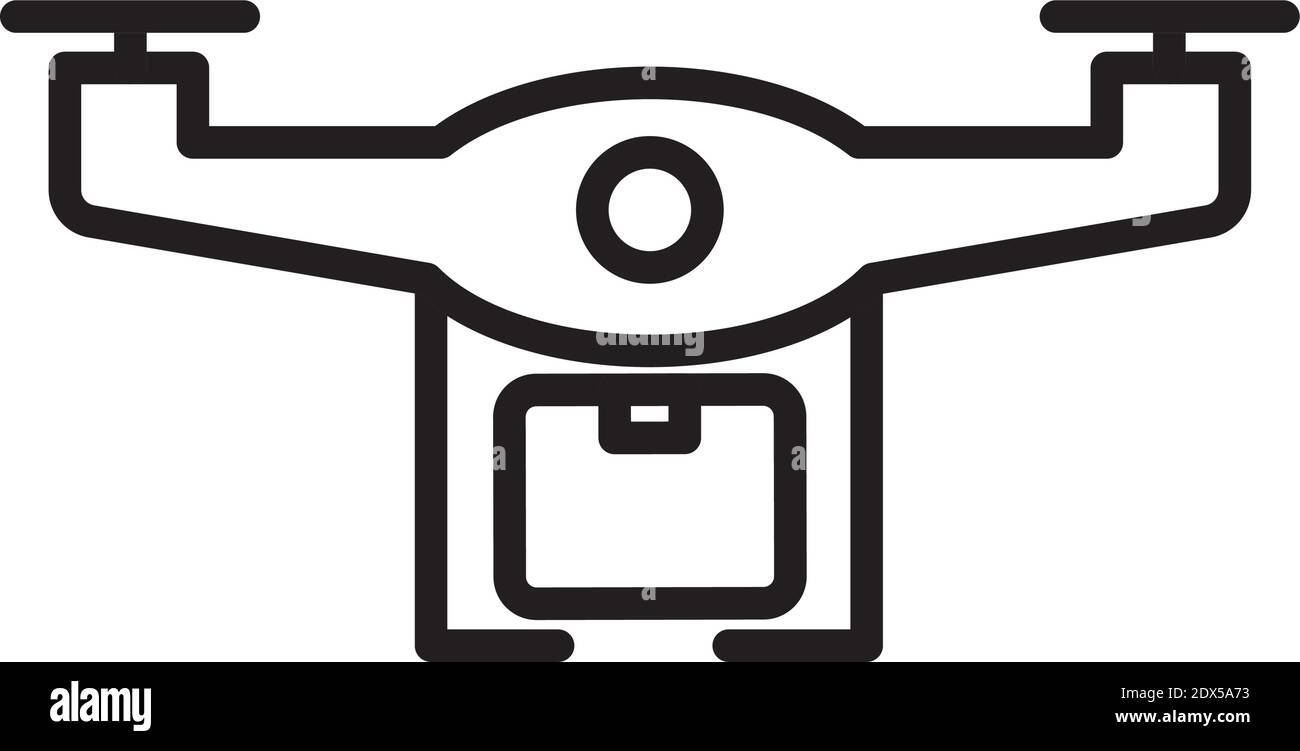 drone with box delivery service line style icon vector illustration ...
