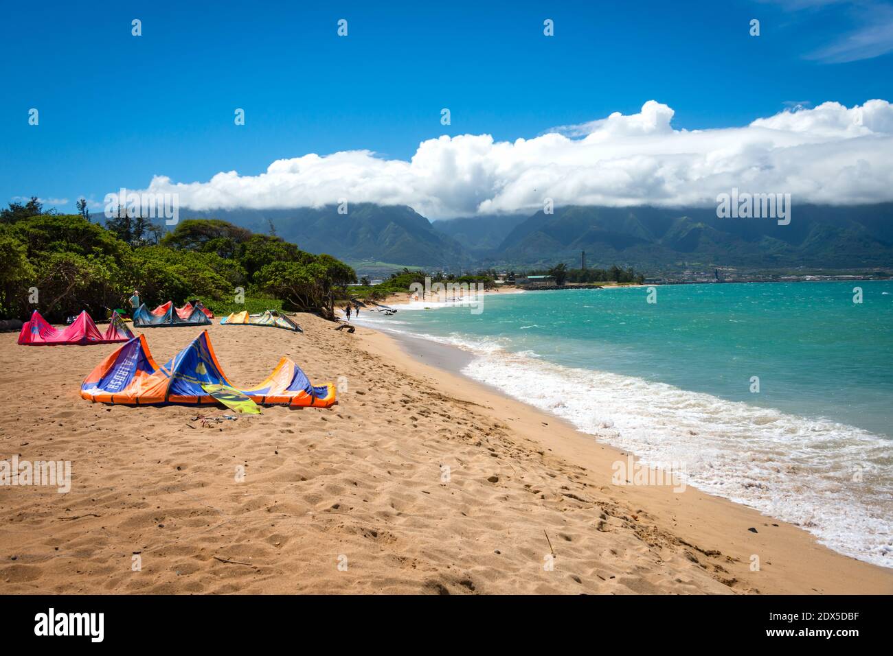 Maui, Hawaii, Kanaha Beach Park, Kite Surfing Stock Photo