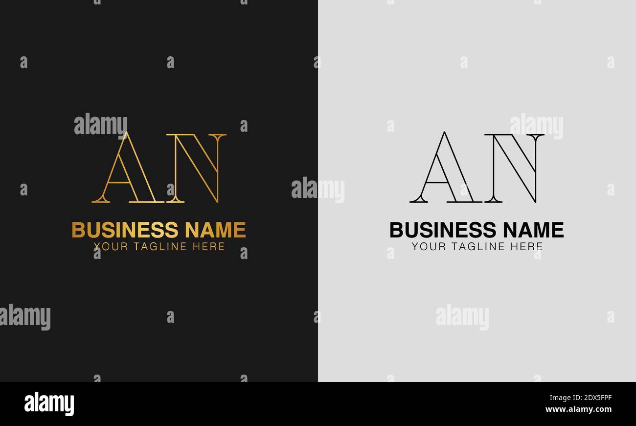 AN A N initial  based abstract modern minimal creative logo, vector template image. luxury logotype logo, initial logo. Stock Vector